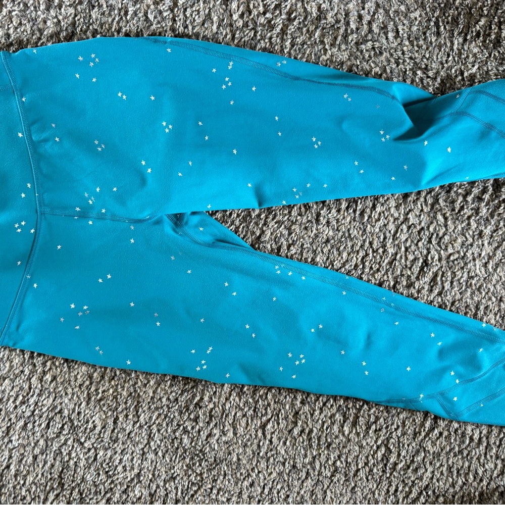 all in motion Teal Blue Leggings with White Star Print